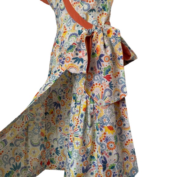 Daniela Corte Boston Whimsical Print Wrap Dress Sz XS - Picture 3 of 7